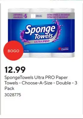 Staples SpongeTowels Ultra PRO Paper Towels - Choose-A-Size - Double - 3 Pack offer