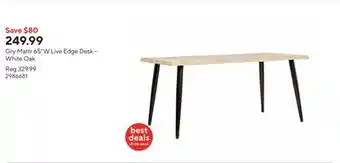 Staples Gry Mattr 65W Live Edge Desk - White Oak offer