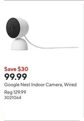 Staples Google Nest Indoor Camera, Wired offer