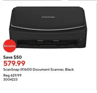 Staples ScanSnap iX1600 Document Scanner, Black offer