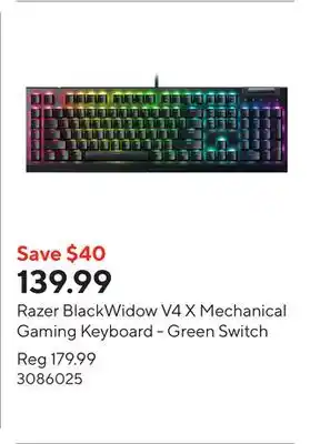Staples Razer BlackWidow V4 X Mechanical Gaming Keyboard - Green Switch offer