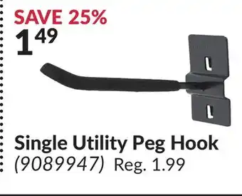 Princess Auto Single Utility Peg Hook offer