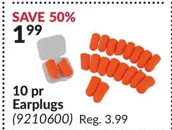 Princess Auto 10 pr Earplugs offer