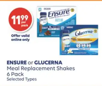 Wellwise by Shoppers ENSURE or GLUCERNA Meal Replacement Shakes offer