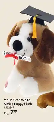 Party City Graduation Sitting Dog Plush Toy, White, 9.5-in, English offer