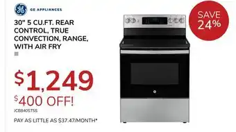 Goemans Appliances GE 30 5 CU. FT. REAR CONTROL, TRUE CONVECTION, RANGE, WITH AIR FRY offer
