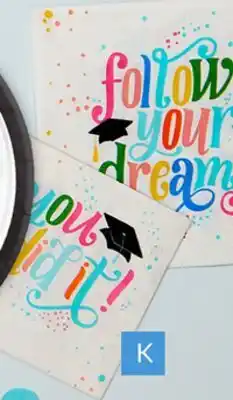 Party City Follow Your Dreams You Did It Square Paper Disposable Beverage Napkins, White/Multi-Coloured, 5-in, 40-pk, 2-ply, for Graduat offer