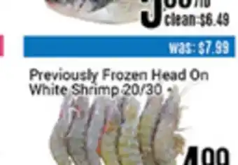 Nations Fresh Foods Previously Frozen Head on White Shrimp 20/30 offer