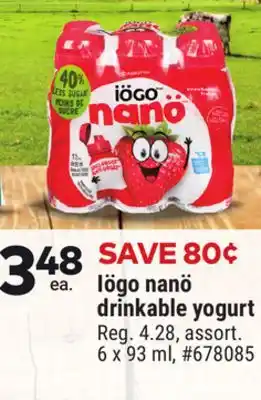 Giant Tiger Iögo nanö drinkable yogurt offer