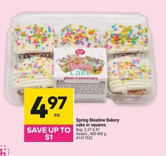 Giant Tiger Spring Meadow Bakery cake or squares offer