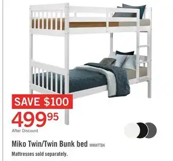 The Brick Miko Twin Open Panel Bunk Bed White offer