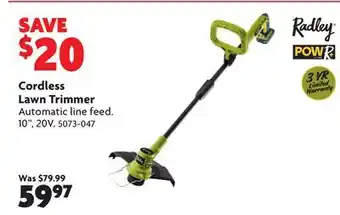 Home Hardware Cordless Lawn Trimmer offer