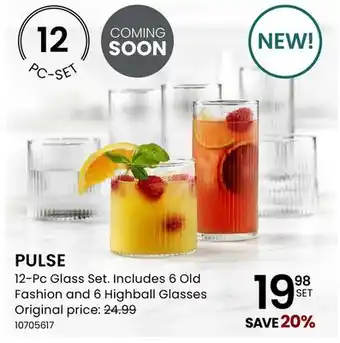 Stokes PULSE 12-Pc Glass Set. Includes 6 Old Fashion and 6 Highball Glasses offer