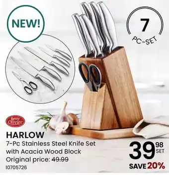 Stokes HARLOW 7-Pc Stainless Steel Knife Set with Acacia Wood Block offer