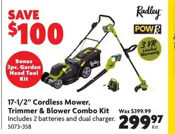 Home Hardware 17-1/2 Cordless Mower, Trimmer & Blower Combo Kit offer