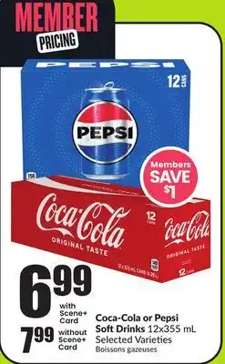 Chalo FreshCo Coca-Cola or Pepsi Soft Drinks 12x355 mL Selected Varieties offer