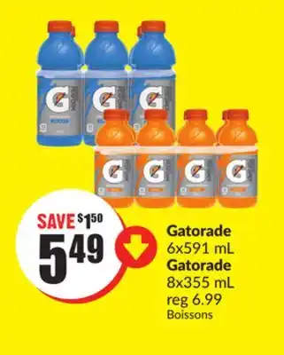 Chalo FreshCo Gatorade 6x591 mL Gatorade 8x355 mL offer