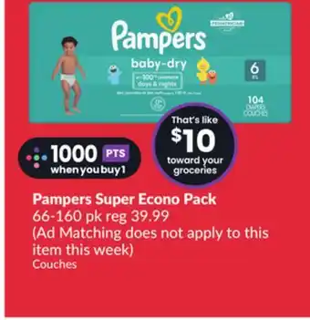 Chalo FreshCo Pampers Super Econo Pack 66-160 pk offer