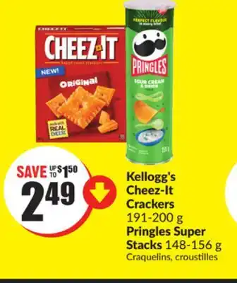 Chalo FreshCo Kellogg's Cheez-It Crackers 191-200 g Pringles Super Stacks 148-156 g offer