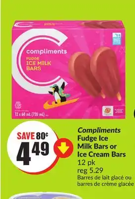 Chalo FreshCo Compliments Fudge Ice Milk Bars or Ice Cream Bars 12 pk offer