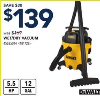 RONA DEWALT WET/ DRY VACUUM offer