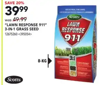 RONA SCOTTS LAWN RESPONSE 911 3-IN-1 GRASS SEED offer