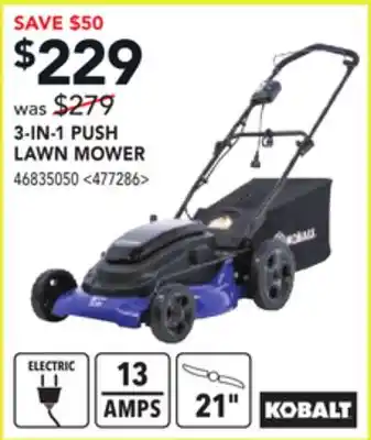 RONA KOBALT 3-IN-1 PUSH LAWN MOWER offer