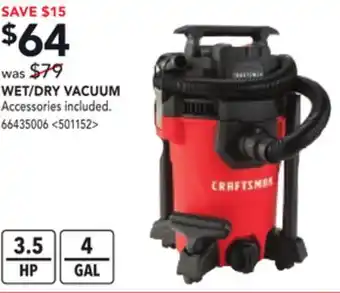 RONA CRAFTSMAN WET/DRY VACUUM offer