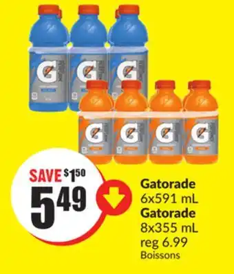 FreshCo Gatorade 6x591 mL Gatorade 8x355 mL offer