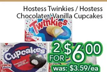 Ample Food Market Hostess Twinkies/Hostess Chocolate/Vanilla Cupcakes offer