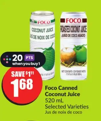 FreshCo Foco Canned Coconut Juice 520 mL Selected Varieties offer