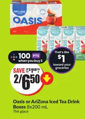 FreshCo Oasis or AriZona Iced Tea Drink Boxes 8x200 mL offer