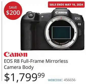 Vistek Canon EOS R8 Full-Frame Mirrorless Camera Body offer