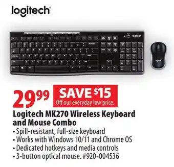 London Drugs Logitech MK270 Wireless Keyboard and Mouse Combo offer