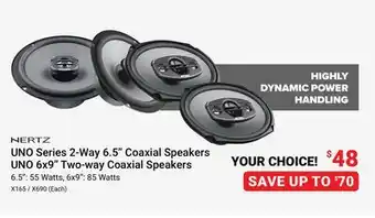 Visions Electronics Hertz UNO Series 2-Way 6.5 Coaxial Speakers UNO 6x9 TWO-Way Coaxial Speakers offer