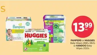 Rexall PAMPERS or HUGGIES Baby Wipes 288' s-384' s or KANDOO Baby Wipes 200' s offer
