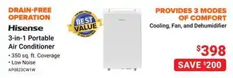 Visions Electronics Hisense 3-in-1 Portable Air Conditioner offer