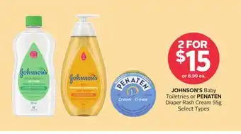Rexall JOHNSON'S Baby Toiletries or PENATEN Diaper Rash Cream offer