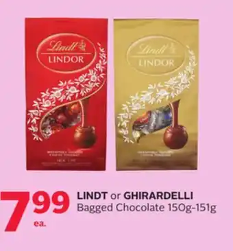 Rexall LINDT or GHIRARDELLI Bagged Chocolate offer