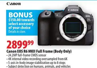 London Drugs Canon EOS R6 MKII Full Frame (Body Only) offer