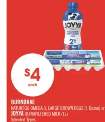Shoppers Drug Mart BURNBRAE NATUREGG OMEGA 3, LARGE BROWN EGGS (1 Dozen) or JOYYA ULTRAFILTERED MILK (1L) offer
