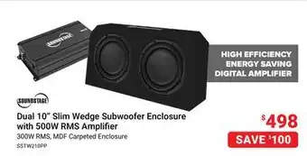 Visions Electronics Soundstage Dual 10 Slim Wedge Subwoofer Enclosure with 500W RMS Amplifier offer