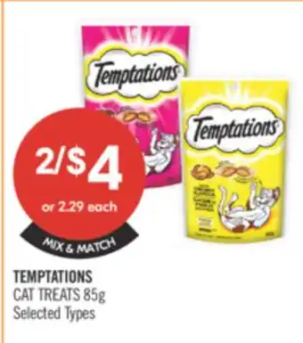 Shoppers Drug Mart TEMPTATIONS Cat TREATS 85 g offer