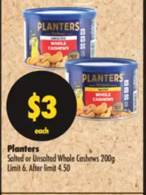 Shoppers Drug Mart Planters Salted or Unsalted Whole Cashews offer