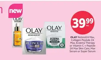 Rexall OLAY Retinol24 Max, Collagen Peptide 24 Max, Eczema Therapy or Vitamin C + Peptide 24 Max Skin Care, Max Serum or Super Serum offer