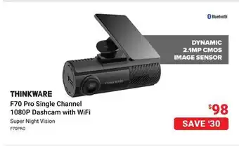Visions Electronics Thinkware F70 Pro Single Channel 1080P Dashcam with WiFi offer