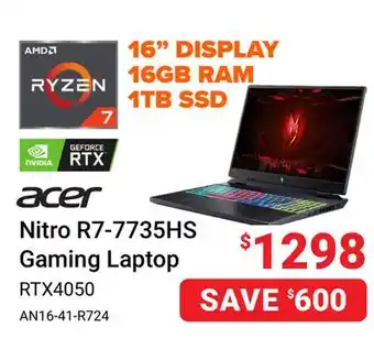 Visions Electronics ACER Nitro R7-7735HS Gaming Laptop offer
