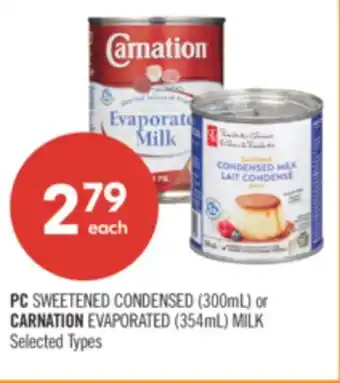 Shoppers Drug Mart PC SWEETENED CONDENSED (300mL) or CARNATION EVAPORATED (354mL) MILK offer