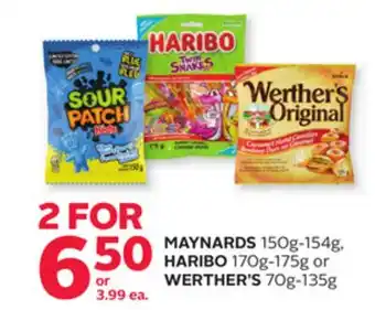 Rexall MAYNARDS 150g-154g, HARIBO 170g-175g or WERTHER'S 70g-135g offer