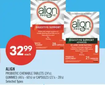 Shoppers Drug Mart ALIGN PROBIOTIC CHEWABLE TABLETS (24's), GUMMIES (46's - 60's) or CAPSULES (21's - 28's) offer